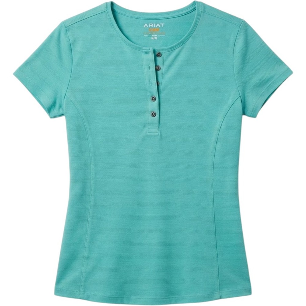 Ariat Rebar Women's M Short Sleeve Henley Top Mint Green Workwear